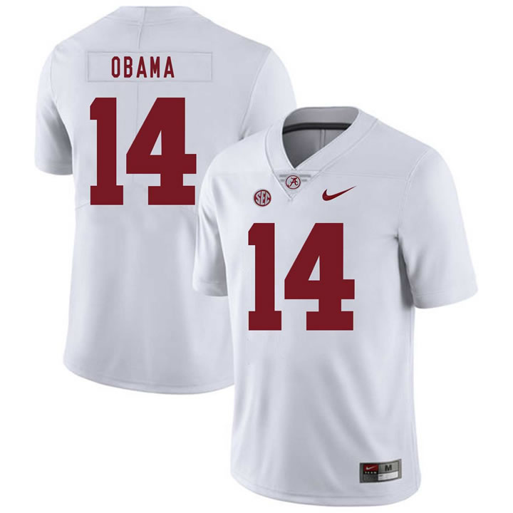 Alabama Crimson Tide 14 Barack Obama White Nike College Football Jersey Dzhi,We sell and wholesale Alabama Crimson Tide 14 Barack Obama White Nike College Football Jersey Dzhi on line form chian!